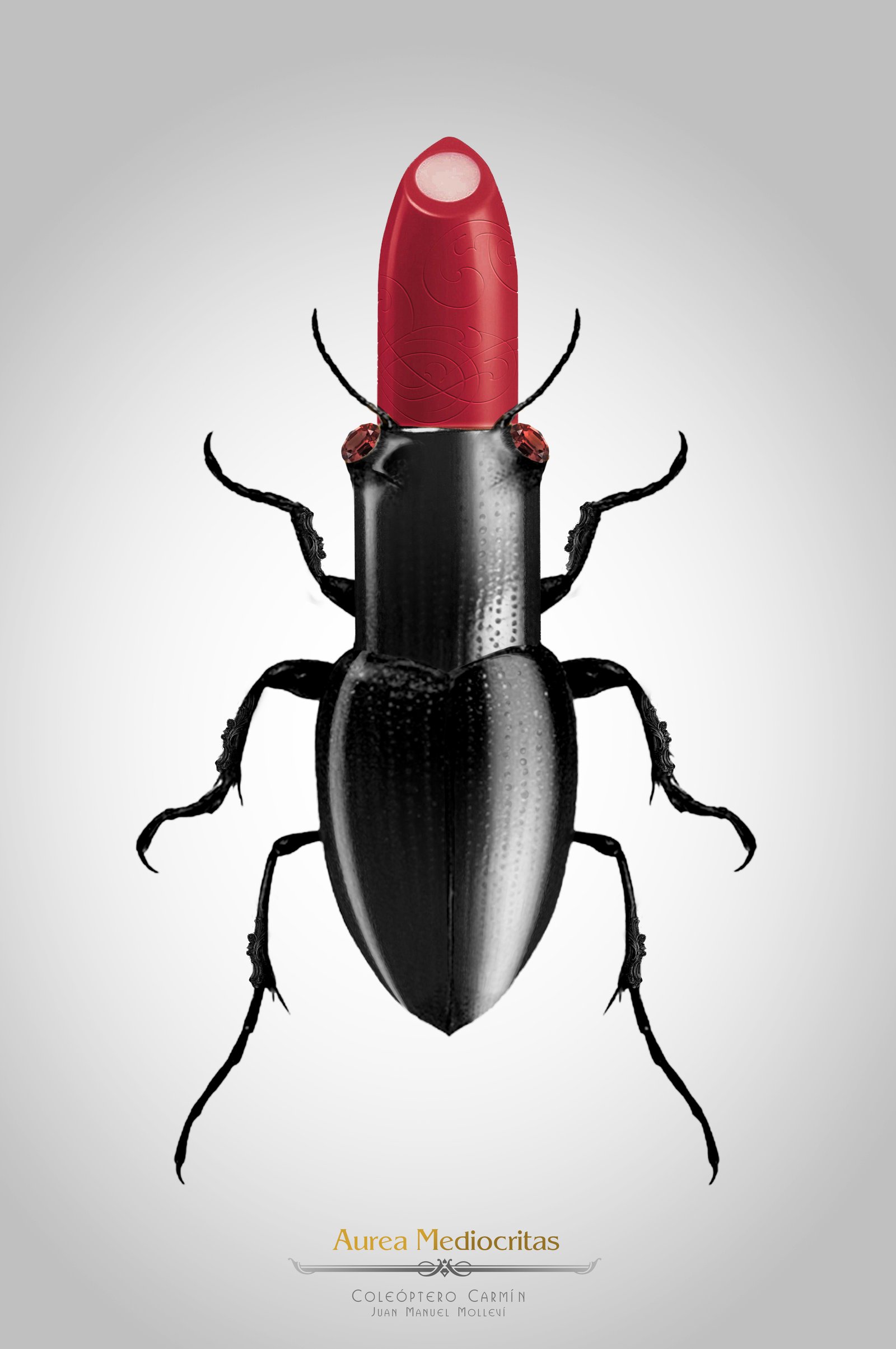 Coleóptero Carmín insects, insect, steampunk, art, artist, molleví, bug, coleopter, beettle, beatle, dragonfly, fork, carmin, lipstick, clock, watch, spoon, silver, gold, golden, mechanical, ladybug, worm, animals, barroco, rococo, jewelry, jewels, parfum, spider, aracne, arachnid, black, dark, poison, bee, wine, design, stilish, luxury, scary, rubi, diamond, magic, fantasy, witch, wizard, macro, photoshop, handcraft, blacksmith, life